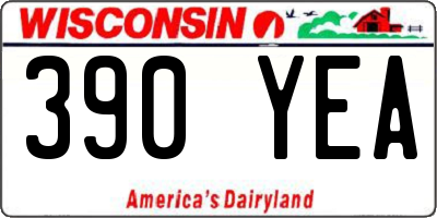 WI license plate 390YEA