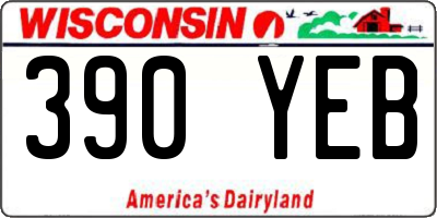 WI license plate 390YEB