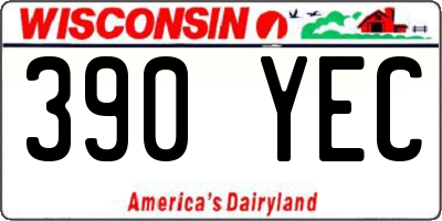 WI license plate 390YEC