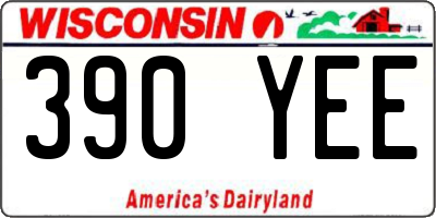 WI license plate 390YEE