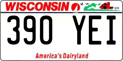 WI license plate 390YEI