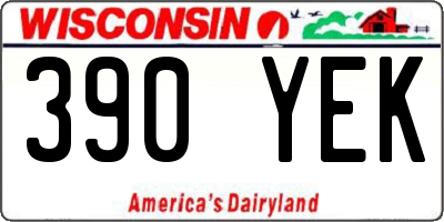 WI license plate 390YEK