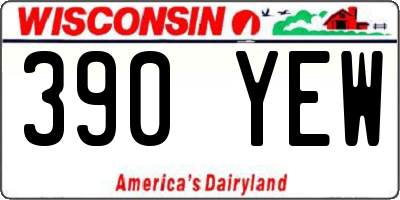 WI license plate 390YEW