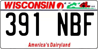 WI license plate 391NBF