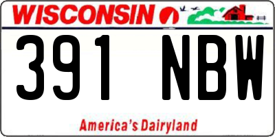 WI license plate 391NBW