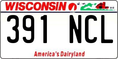 WI license plate 391NCL