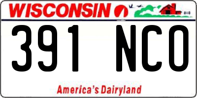 WI license plate 391NCO