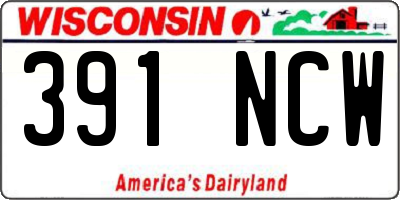 WI license plate 391NCW