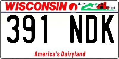 WI license plate 391NDK