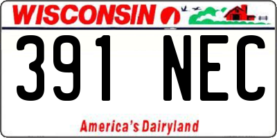 WI license plate 391NEC