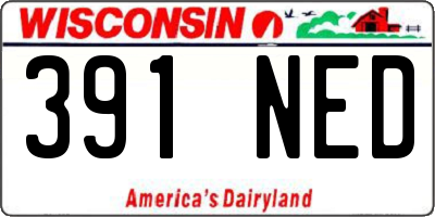 WI license plate 391NED