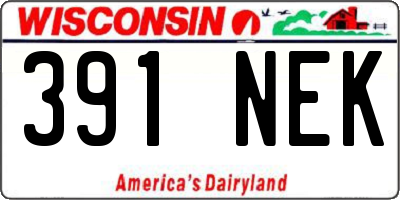 WI license plate 391NEK