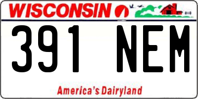 WI license plate 391NEM