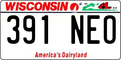 WI license plate 391NEO