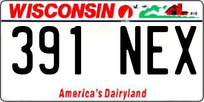 WI license plate 391NEX