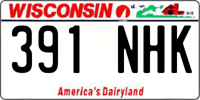WI license plate 391NHK