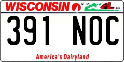 WI license plate 391NOC