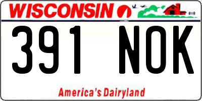 WI license plate 391NOK