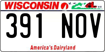 WI license plate 391NOV