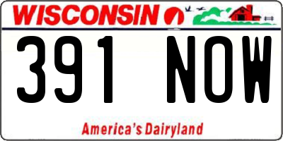 WI license plate 391NOW