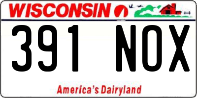 WI license plate 391NOX