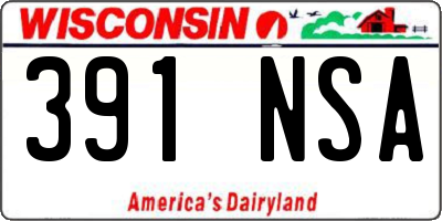WI license plate 391NSA