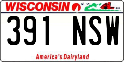 WI license plate 391NSW