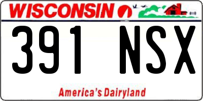 WI license plate 391NSX