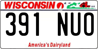 WI license plate 391NUO