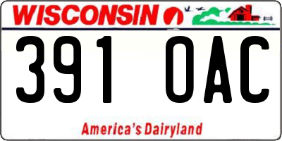 WI license plate 391OAC
