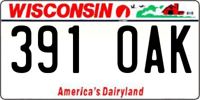 WI license plate 391OAK