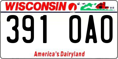 WI license plate 391OAO