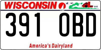 WI license plate 391OBD