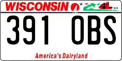 WI license plate 391OBS