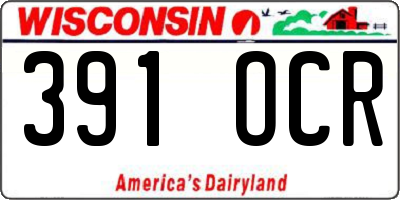 WI license plate 391OCR