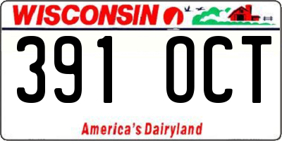 WI license plate 391OCT