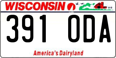 WI license plate 391ODA
