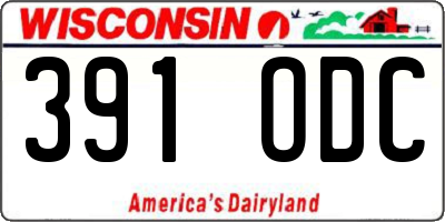 WI license plate 391ODC