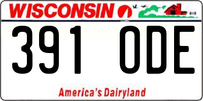 WI license plate 391ODE