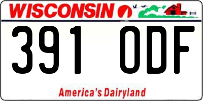 WI license plate 391ODF