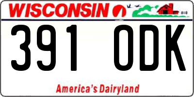 WI license plate 391ODK