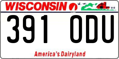 WI license plate 391ODU