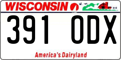 WI license plate 391ODX