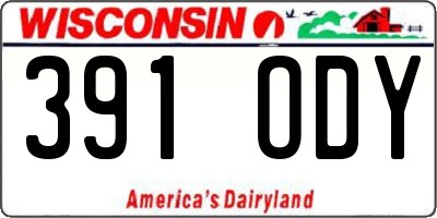 WI license plate 391ODY