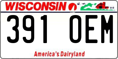 WI license plate 391OEM