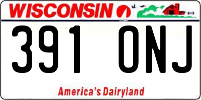 WI license plate 391ONJ