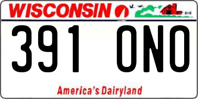 WI license plate 391ONO