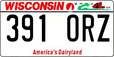 WI license plate 391ORZ