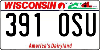 WI license plate 391OSU