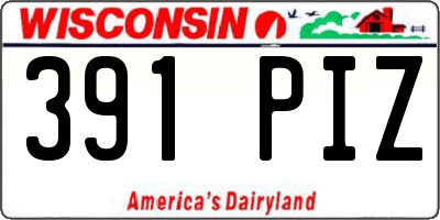 WI license plate 391PIZ
